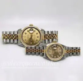 Rolex couple Men Ladies Champagne Diamond