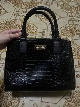 tas wanita hand bag hitam kulit murah