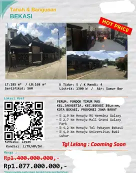 Dijual Rumah Siap Huni Pondok Mas Timur Bekasi