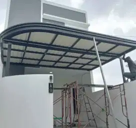 Kanopi atap alderon rangka besi holloh galpanis dll