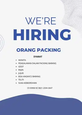 Dicari orang packing