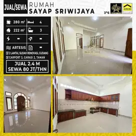 80jt per th Disewakan Rumah kembar sriwijaya / Dijual 2,4 M lt280/ 222