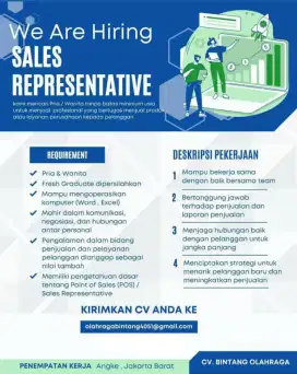 Dicari Sales produk peralatan olahraga perpengalaman