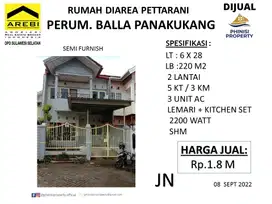 RUMAH DIJUAL DIAREA PETTARANI PERUMAHAN BALLA PANAKUKANG MAKASSAR