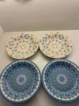 PIRING PORCELAIN OMEGA PLATE 9 INCH BOHEMIAN MOTIF - BIRU BUNGA