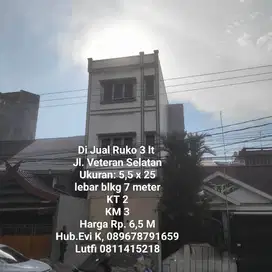 Di Jual Ruko 3 lt, Jl.Veteran Selatan