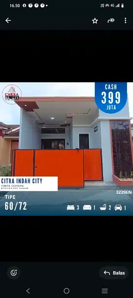 Rumah cantik siap huni di citra indah city