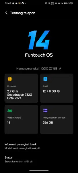 HP iqoo z7 5G ram 12/256