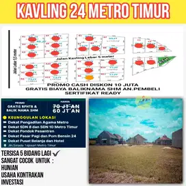 Tanah kavling di 24 Tejo Sari Metro Timur harga 70 juta an