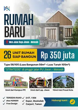 Rumah Siap Bangun Pinggir Raya Metesih - Jiwan