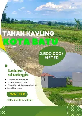 Tanah Kavling Murah Kota Wisata Batu Dekat Wisata Gratis SHM