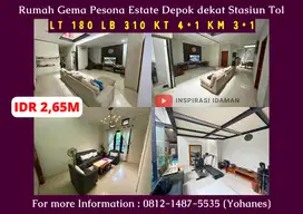 Rumah luas 180mtr Gema Pesona Estate Depok dekat Stasiun Tol
