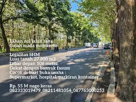 2 juta/m nego. Termurah lahan nol jl. raya gajah mada mojokerto