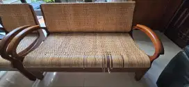 Dijual kursi jati antik rotan satu set
