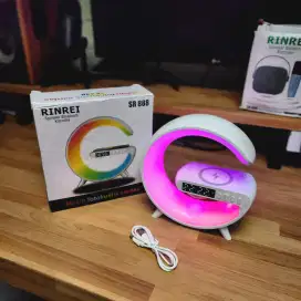 Speaker mini lampu jam digital wireless charging 10w
