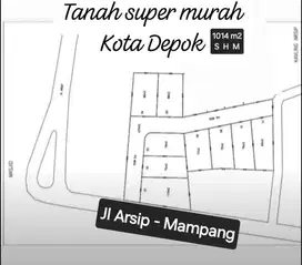 TANAH SUPER MURAH BONUS GUDANG DI JALAN ARSIP MAMPANG KOTA DEPOK
