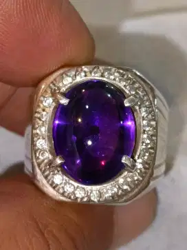Kecubung Kalimantan warna pekat ring perak pesanan