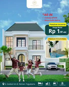Rumah Private Pool di Godean, SHM Lengkap, Harga Terbaik!