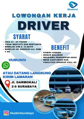 Supir taksi blue bird (syarat mudah)