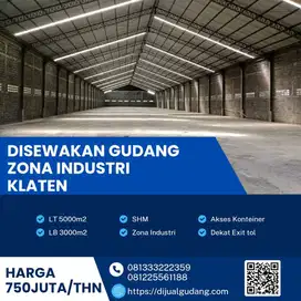 DiSewa gudang lokasi Klaten luas 5000m BU!