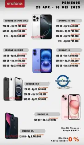 I-Phone 16 sering gratis 3 kali angsuran via kredit pluss