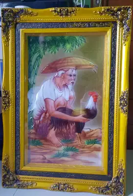 Lukisan kakek membawa ayam