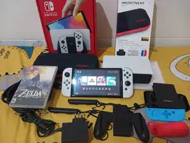 Nintendo Switch Oled OFW White Fullset - Bonus Games Ori Zelda BOTW