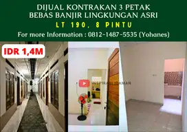 Dijual kontrakan 8 pintu 3 petak bebas banjir Lingkungan asri