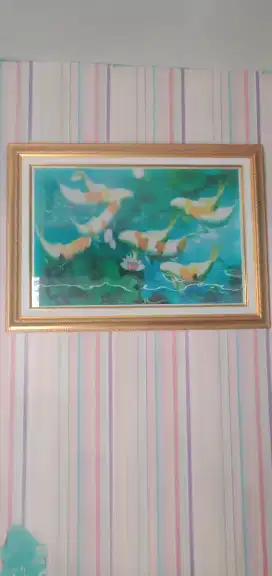 Hiasan dinding  ikan dan bunga