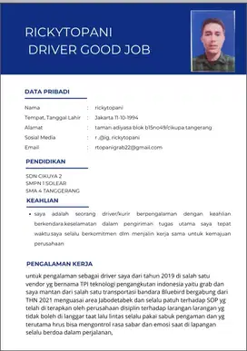 mencari pekerjaan driver sedan/angkel bok