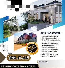 Rumah Murah mepet Araya Golf 350 jt