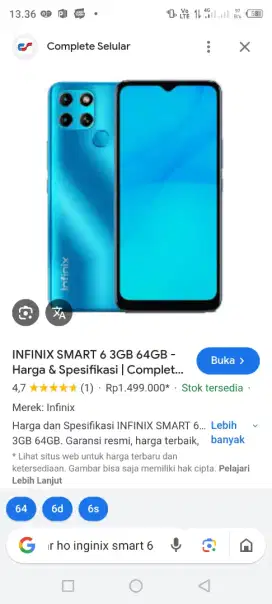 Jual saja lagi Butuh dana hp Infinix smart 6 2/32 MB tanpa casan