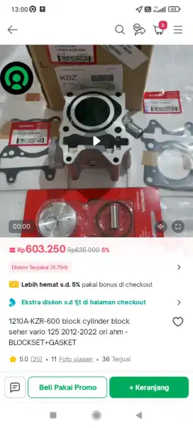 Jual part 1set komett masih baru buat vario 125 fi