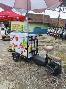 Gerobak sepeda listrik uwinfly kondisi baru