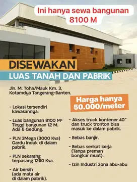 disewakan gudang jl. moh toha/mauk, tangerang