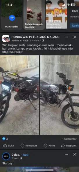 Honda win 100 lengkap mati lama.. mesin enak. Body bersih