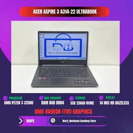 ACER ASPIRE 3 A314-22 AMD RYZEN 3 3250U RAM 8GB SSD 256GB 14inci