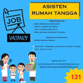Dibuka Lowongan Asisten Rumah Tangga (ART)