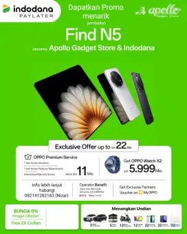 Cicilan Oppo Find N5 Bunga 0% dan free cicilan 2x