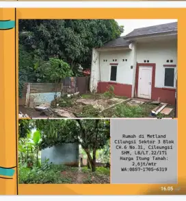 Tanah atau Rumah dijual di Metland Cileungsi