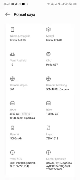 Infinix hot 30i 8+8/128.