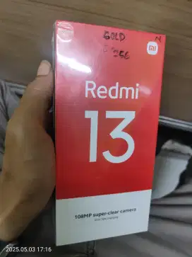 REDMI 13 ram 8/256 warna gold segel box