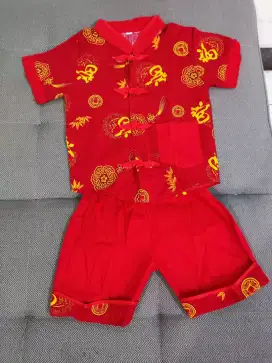 [Preloved] Setelan Baju Anak Cheongsam Anak Motif Warna Merah