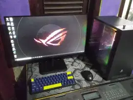 pc gaming gen 10 + monitor 25 in  100hz + mouse + keyboard mekanikal