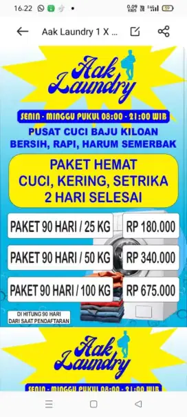 Laundry free antarJemput 1kg hanya 7rb.