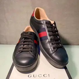 Gucci Ace Sneaker Black Leather with Bee Original