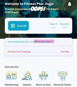 Gym Membership sampai Oktober 2025