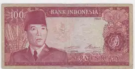 Uang kuno Soekarno 100 Rp tahun 1960