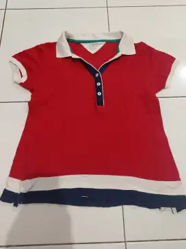kaos polo merah wanita preloved