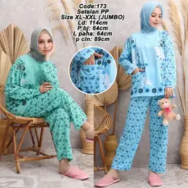 BAJU TIDUR (BAYAR DITEMPAT) WANITA PP MOTIF PRINT FLOWER#PIYAMA JUMBO#